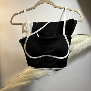 (#53) set of Black and white sport bra & skirt